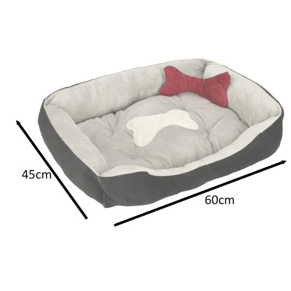 Legowisko dla psa kota kanapa sofa posłanie kojec poduszka miękkie 60 x 45cm szare - obrazek 7