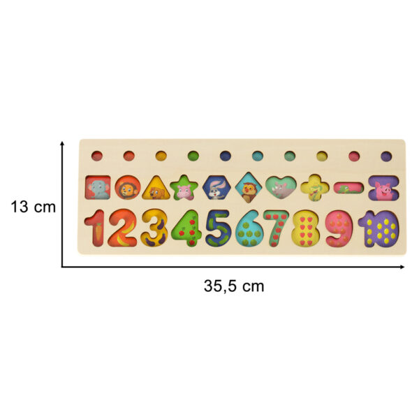 Liczydło drewniane sorter cyfry montessori 3w1 13x36cm - obrazek 5