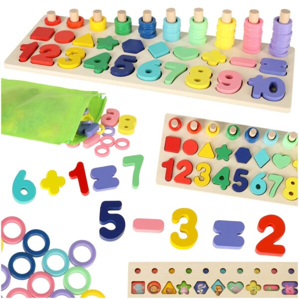 Liczydło drewniane sorter cyfry montessori 3w1 13x36cm - obrazek 8