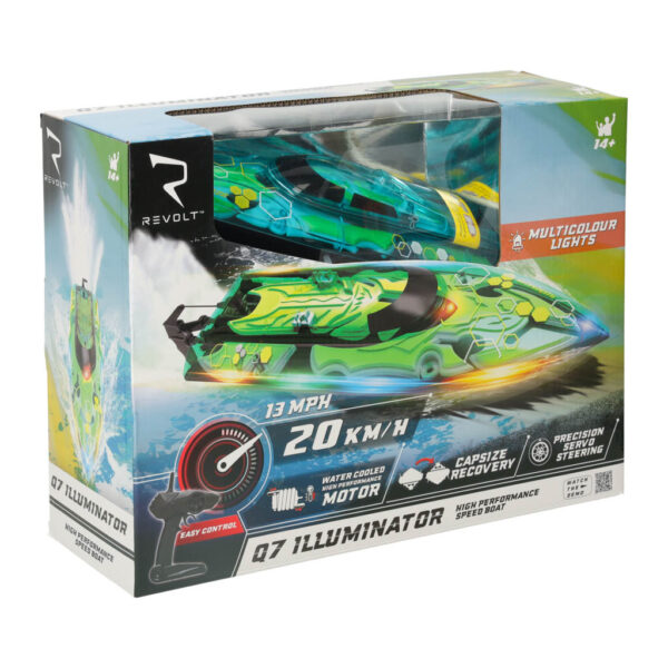 Motorówka zdalnie sterowana RC REVOLT Q7 Illuminator Szybka Łódź 20km/h Zasięg 150m 2.4GHz Silnik Chłodzony Wodą LED Auto-Reset - obrazek 10