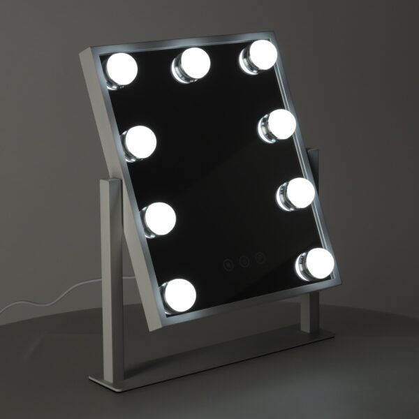 Lusterko do makijażu kosmetyczne podświetlane 9 LED Hollywood z 9 żarówkami USB 25 x 30 cm - obrazek 6