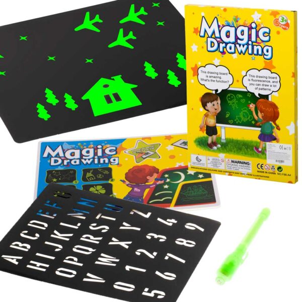 Magiczna tablica do rysowania światłem + długopis UV kreatywny zestaw - obrazek 7
