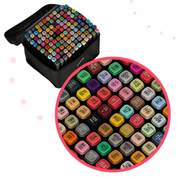 Markery dwustronne mazaki alkoholowe w etui 120 + podstawka - obrazek 2