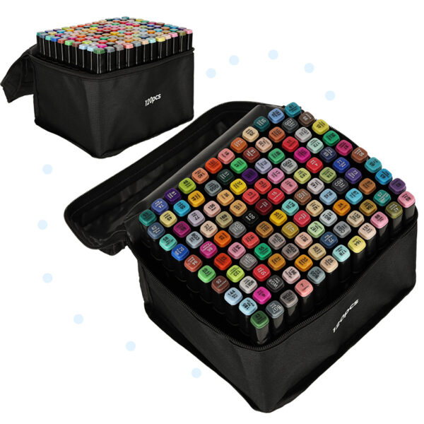 Markery dwustronne mazaki alkoholowe w etui 120 + podstawka - obrazek 6
