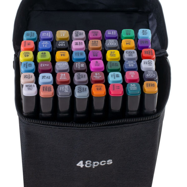 Markery dwustronne mazaki alkoholowe w etui 48 + podstawka - obrazek 2