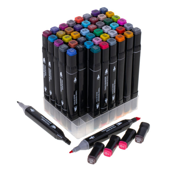 Markery dwustronne mazaki alkoholowe w etui 48 + podstawka - obrazek 8