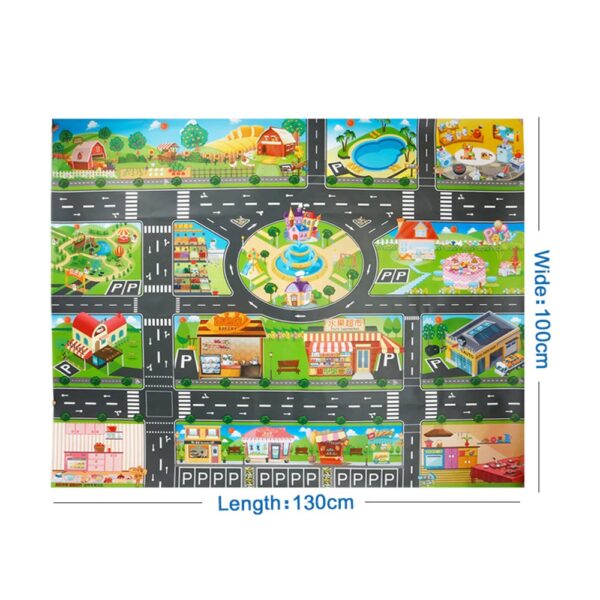 Mata edukacyjna do zabawy miasto ulica + znaki drogowe wodoodporna kolorowa 130x100cm - obrazek 8
