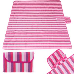 Mata plażowa wodoodporna koc piknikowy plażowy składany torba XXL 200x200cm różowa