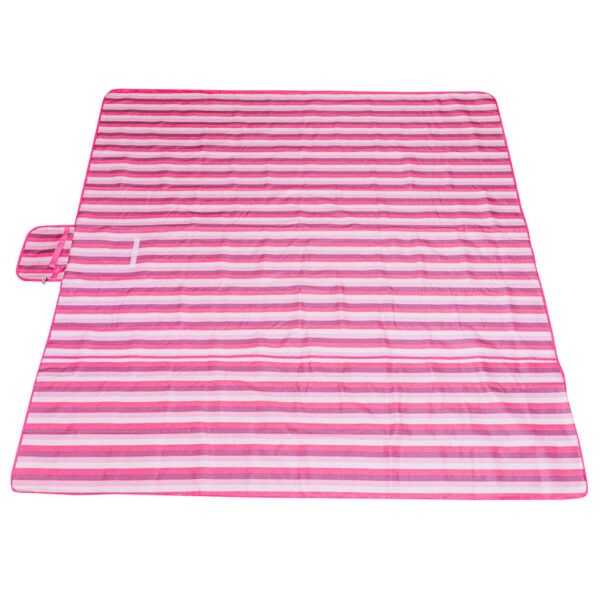 Mata plażowa wodoodporna koc piknikowy plażowy składany torba XXL 200x200cm różowa - obrazek 3