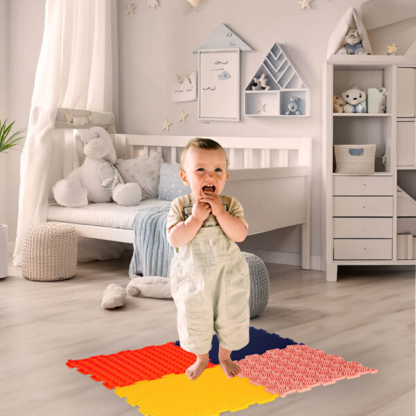 Mata sensoryczna puzzle montessori do masażu stóp 8 elementów kolorowe - obrazek 14