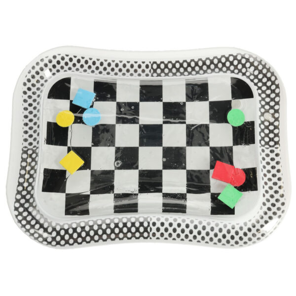 Mata wodna sensoryczna dmuchana dla niemowląt kontrastowa czarno-biała szachownica XXL 65x50 cm - obrazek 2