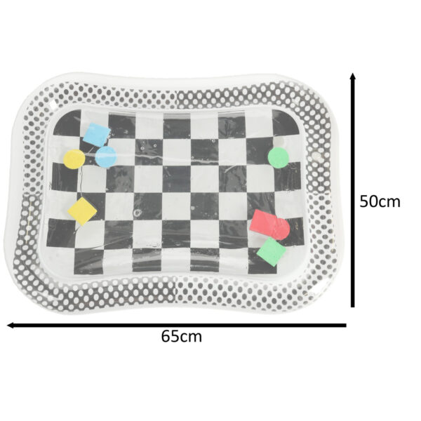 Mata wodna sensoryczna dmuchana dla niemowląt kontrastowa czarno-biała szachownica XXL 65x50 cm - obrazek 3