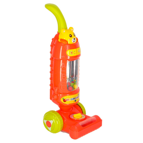 Odkurzacz dla dzieci pionowy interaktywny z dźwiękiem malinowy 46cm - obrazek 2