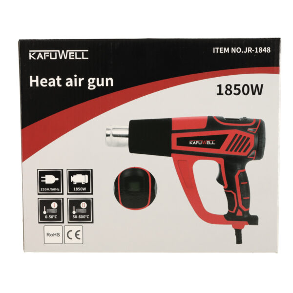 KAFUWELL Opalarka elektryczna z regulacja tempratury 0-600 st. C przepływ powietrza 300-500 l/min + 4 wymienne końcówki 1850W - obrazek 10