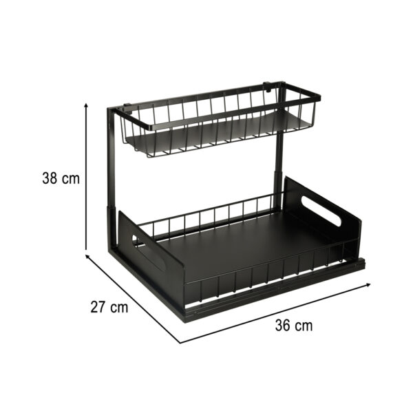 Organizer szafka półka kuchenna kosz pod zlew umywalkę wysuwana półka pojemnik 2-poziomowy metal - obrazek 8