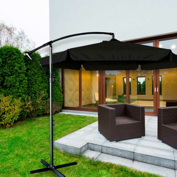 Parasol ogrodowy duży składany z wysięgnikiem 290cm czarny - obrazek 8