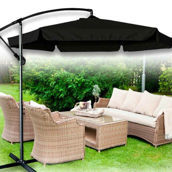 Parasol ogrodowy duży składany z wysięgnikiem 290cm czarny - obrazek 9