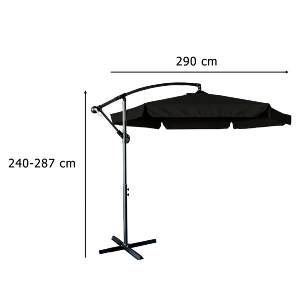 Parasol ogrodowy duży składany z wysięgnikiem 290cm czarny - obrazek 10