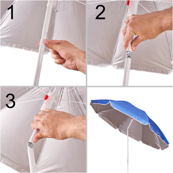 Parasol ogrodowy plażowy regulowany łamany składany UV 150cm niebieski - obrazek 3