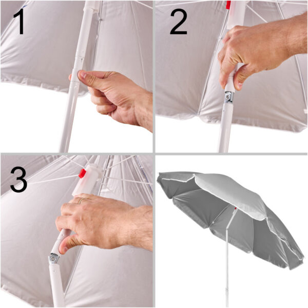 Parasol ogrodowy plażowy regulowany łamany składany UV 150cm szary - obrazek 4