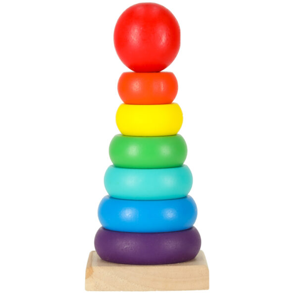 Wieża piramida piramidka drewniana do układania sorter kolorowy tęczowy 13cm - obrazek 2