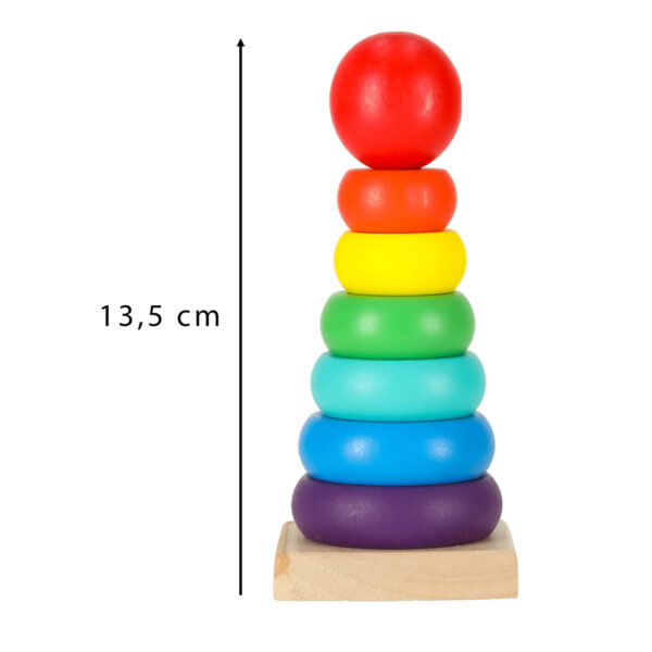 Wieża piramida piramidka drewniana do układania sorter kolorowy tęczowy 13cm - obrazek 3