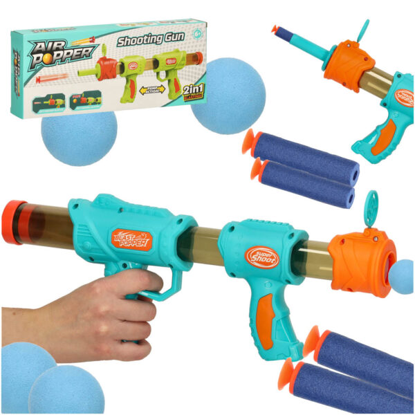 Pistolet na kulki karabin na piankowe naboje solidny dla dzieci gra 2w1 niebieski - obrazek 9