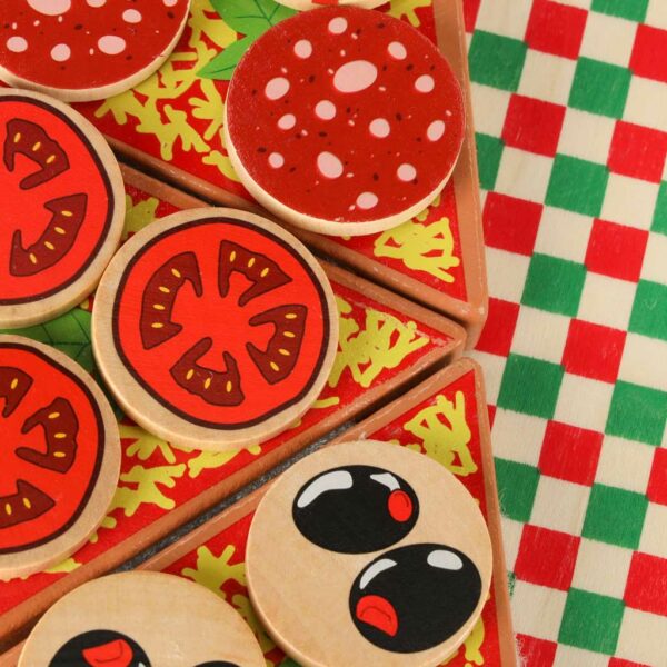 Pizza drewniany zestaw do zabawy na rzep  akcesoria łopatka nóż talerz nauka krojenia 20cm - obrazek 7