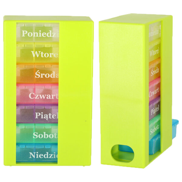 Pudełko organizer na leki na tabletki kasetka 7 dni 3 pory dnia 4 języki - obrazek 7