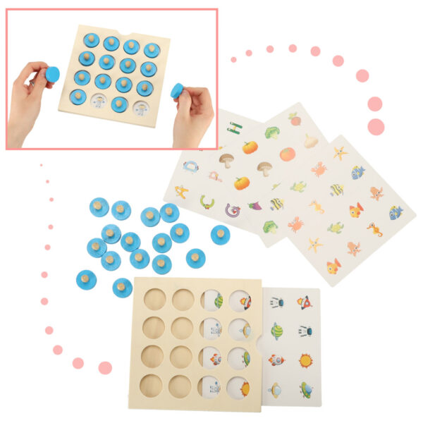 Gra planszowa memory montessori zestaw puzzle drewniane 4 karty - obrazek 7