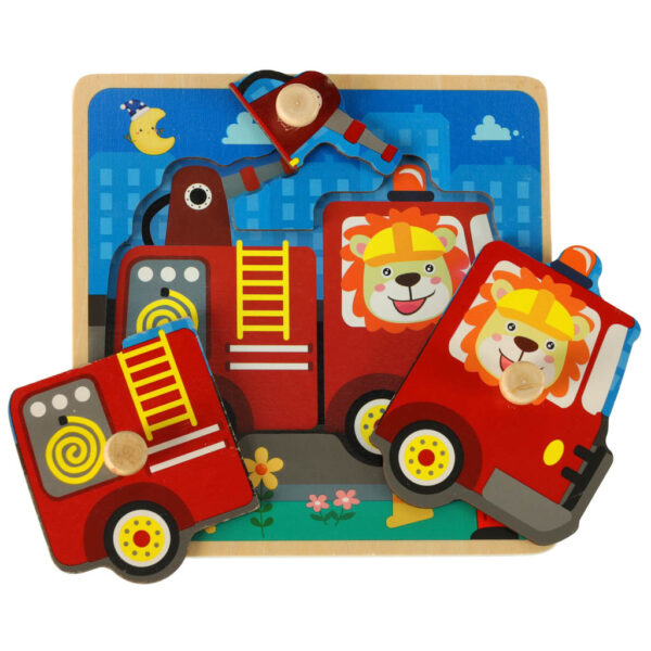 Puzzle drewniane sorter układanka straż pożarna - obrazek 2