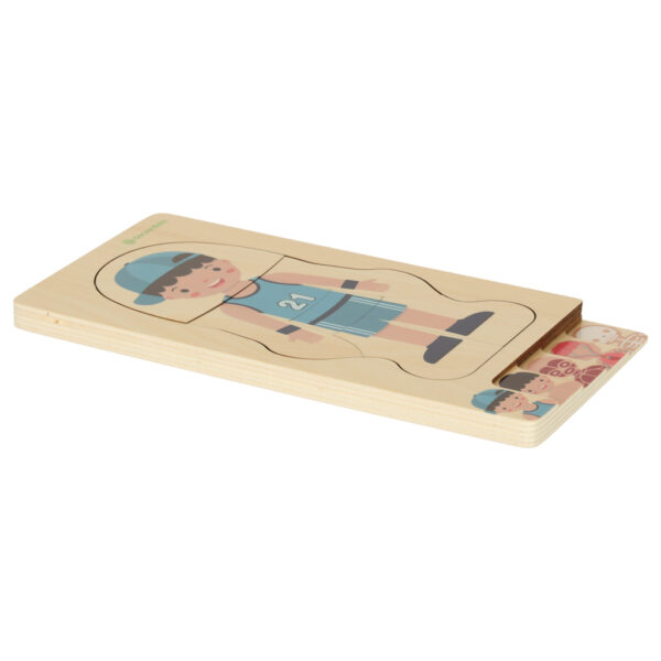 Puzzle drewniane warstwowe budowa ciała montessori chłopiec - obrazek 3