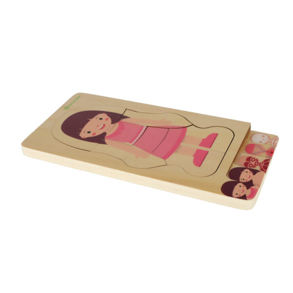 Puzzle drewniane warstwowe budowa ciała montessori dziewczynka - obrazek 3