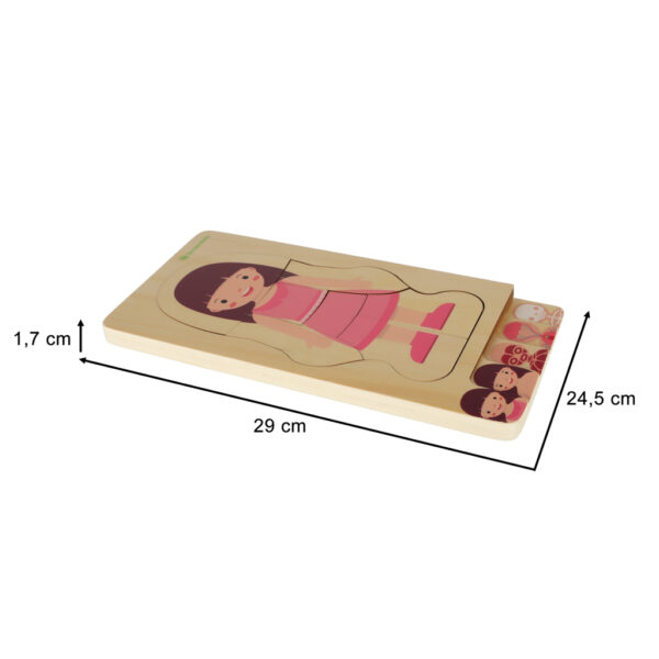 Puzzle drewniane warstwowe budowa ciała montessori dziewczynka - obrazek 8