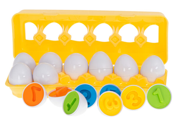 Układanka edukacyjna sorter dopasuj kształty cyferki jajka 12 sztuk - obrazek 3