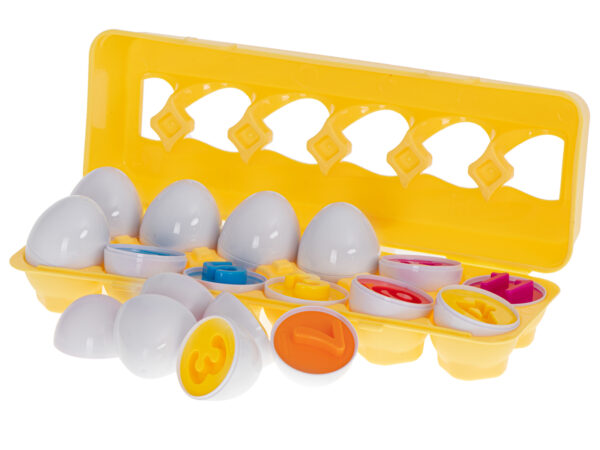 Układanka edukacyjna sorter dopasuj kształty cyferki jajka 12 sztuk - obrazek 5