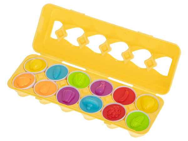 Układanka edukacyjna sorter dopasuj kształty owoce jajka 12 sztuk - obrazek 4