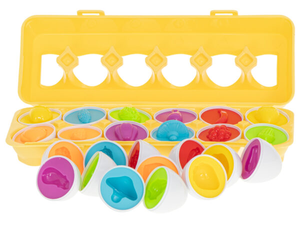 Układanka edukacyjna sorter dopasuj kształty owoce jajka 12 sztuk - obrazek 6