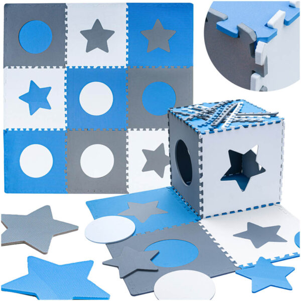 Mata edukacyjna piankowa puzzle szara niebieska 60 x 60 cm 9 elementów - obrazek 14