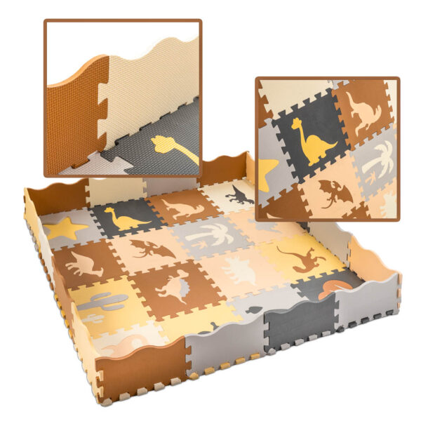Mata edukacyjna piankowa puzzle brązowa 143 x 143 cm 36 elementów - obrazek 9