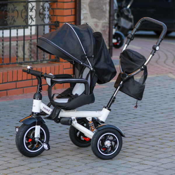 Rowerek trójkołowy Trike Fix V3 rower spacerówka 3w1 obracany 360 wolne koło czarny - obrazek 3