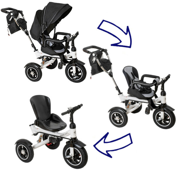 Rowerek trójkołowy Trike Fix V3 rower spacerówka 3w1 obracany 360 wolne koło czarny - obrazek 7