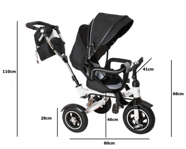 Rowerek trójkołowy Trike Fix V3 rower spacerówka 3w1 obracany 360 wolne koło czarny - obrazek 9