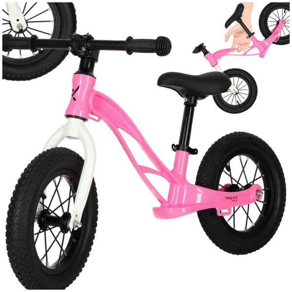 Rowerek biegowy Trike Fix Active X2 rower lekki 3,7 kg pompowane koła różowy - obrazek 4
