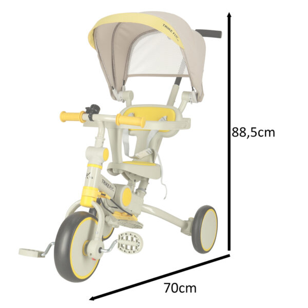 Rowerek trójkołowy TRIKE FIX V4 rower spacerówka rowerek biegowy 6w1 szary żółty - obrazek 4