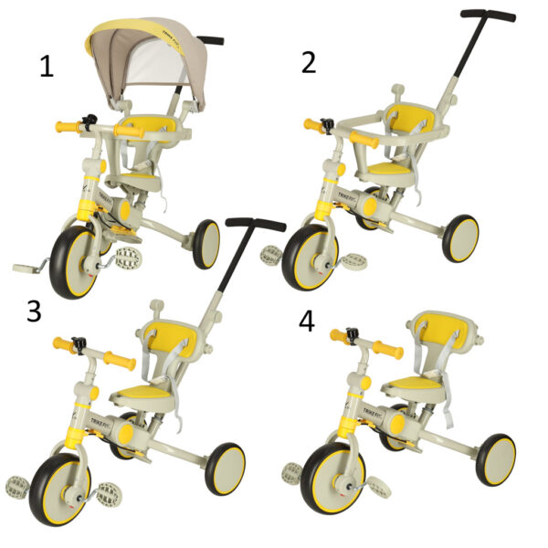 Rowerek trójkołowy TRIKE FIX V4 rower spacerówka rowerek biegowy 6w1 szary żółty - obrazek 5