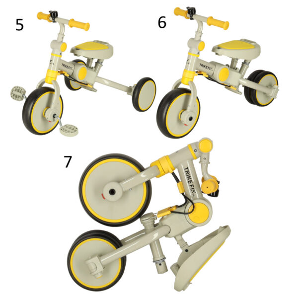 Rowerek trójkołowy TRIKE FIX V4 rower spacerówka rowerek biegowy 6w1 szary żółty - obrazek 6