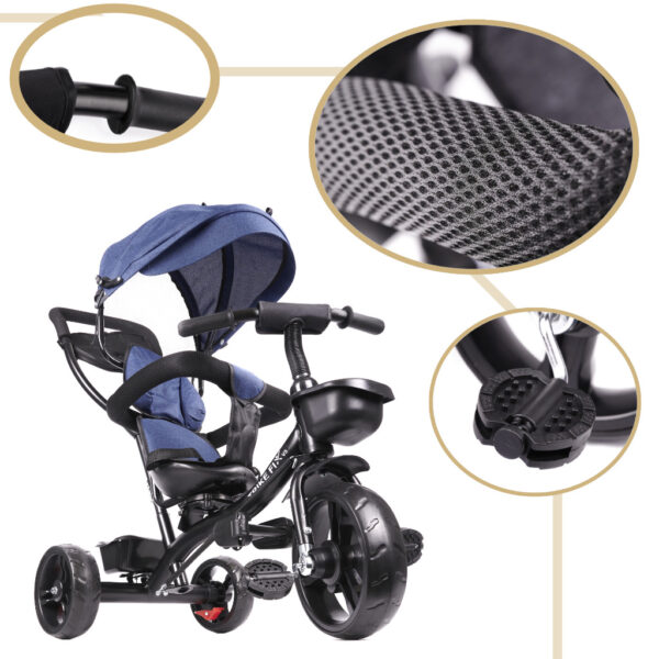 Rowerek trójkołowy Trike Fix Lite rower spacerówka 3w1 obracany 360 wolne koło granatowy - obrazek 4