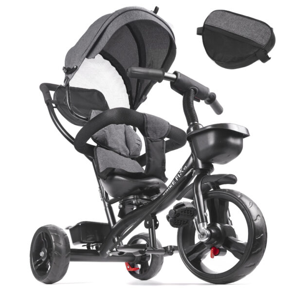 Rowerek trójkołowy Trike Fix Lite rower spacerówka 3w1 obracany 360 wolne koło szary - obrazek 2