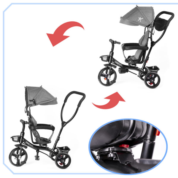 Rowerek trójkołowy Trike Fix Lite rower spacerówka 3w1 obracany 360 wolne koło szary - obrazek 16